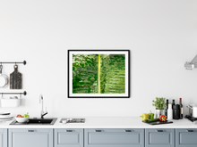 Load image into Gallery viewer, Closeup, Abstract, Green Leaf, Raindrops, Kaneohe, Oahu, Hawaii, Framed Matted Photo Print, Kitchen Interior, Image