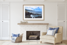 Load image into Gallery viewer, Ocean Cove, Lava rocks, Wai'anae Mountain Range, Ka'ena Point, Oahu, Hawaii, Framed Matted Photo Print, Living Room Interior, Image