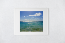 Load image into Gallery viewer, Sunlight, Sparkles, Green-Blue Sea, Puffy White Clouds, Kaimana Beach, Oahu, Hawaii, Matted Photo Print, Image