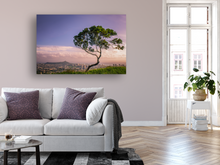 Load image into Gallery viewer, Purple, Pink, Sunset, Honolulu, Diamond Head, City, Clouds, Oahu, Hawaii, Metal Art Print, Living Room Interior, Image