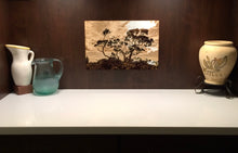 Load image into Gallery viewer, Sepia Tones, Ohia Tree, Clouds, Foliage, Silhouette, Oahu, Hawaii, Metal Art Print, Kitchen Interior, Image