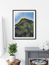Load image into Gallery viewer, Camouflage green, Mountain, Blue Sky, Ko'olau Mountain Range, Oahu, Hawaii, Framed Matted Photo Print, Bathroom Interior, Image