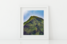 Load image into Gallery viewer, Camouflage green, Mountain, Blue Sky, Ko'olau Mountain Range, Oahu, Hawaii, Matted Photo Print, Image