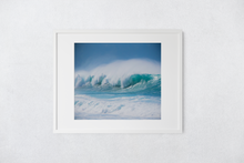 Load image into Gallery viewer, Large Ocean Waves, Sea Spray, Blue Sky, North Shore, Oahu, Hawaii, Matted Photo Print, Image