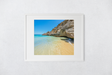 Load image into Gallery viewer, Clear Blue Saltwater, Lava Rock, Cove, Blue Sky, Oahu, Hawaii, Matted Photo Print, Image