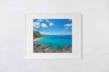 Load image into Gallery viewer, Makapu'u Lookout, Beach, Ko'olau Mountains, Rabbit Island, Blue Ocean, Clouds, Oahu, Hawaii, Matted Photo Print, Image