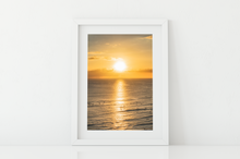 Load image into Gallery viewer, Ocean, Sunset, Golden Sky, Surfers, Waves, Waikiki, Oahu, Hawaii, Matted Photo Print, Image