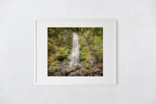 Load image into Gallery viewer, Waterfall, Rocks, Lush Foliage, Lulumahu Falls, Oahu, Hawaii, Matted Photo Print, Image