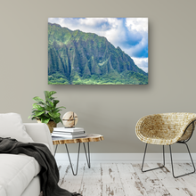 Load image into Gallery viewer, Ko’olau Mountain Range, Dark Clouds, Kaneohe, Oahu, Hawaii, Metal Art Print, Living Room Interior, Image