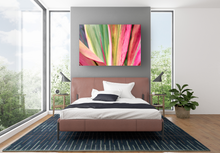 Load image into Gallery viewer, Abstract, Bright Colors, Tropical Plants, Oahu, Hawaii, Metal Art Print, Bedroom Interior, Image