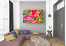 Load image into Gallery viewer, Abstract, Bright Colors, Tropical Plants, Oahu, Hawaii, Metal Art Print, Living Room Interior, Image