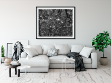 Load image into Gallery viewer, Black and White, Monkeypod Tree, Branches, Leaves, Oahu, Hawaii, Framed Matted Photo Print, Living Room Interior, Image