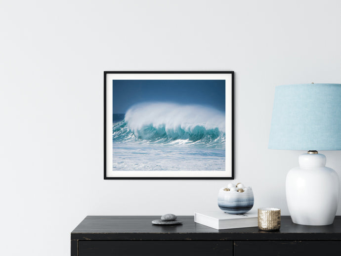 Ocean waves, North Shore, Oahu, Hawaii, Banzai Pipeline surf break, Framed Matted Photo Print, Interior Entryway, Bedroom, Image