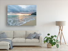 Load image into Gallery viewer, Waimanalo Beach, Oahu, Hawaii, Sunrise, Clouds, Ocean, Rabbit Island, Metal Art Print, Interior Living Room, Image
