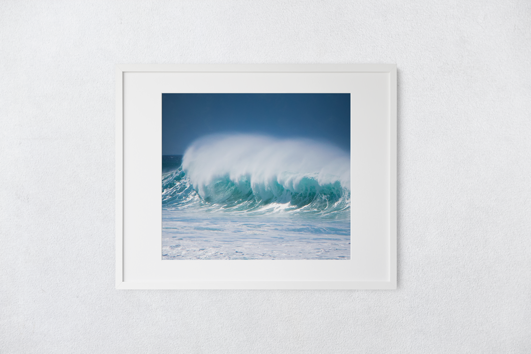 Ocean waves, North Shore, Oahu, Hawaii, Banzai Pipeline surf break, Matted Photo Print, Image