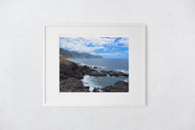 Load image into Gallery viewer, Ocean Cove, Lava rocks, Wai&#39;anae Mountain Range, Ka&#39;ena Point, Oahu, Hawaii, Matted Photo Print, Image
