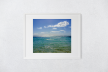 Load image into Gallery viewer, Sunlight, Sparkles, Green-Blue Sea, Puffy White Clouds, Kaimana Beach, Oahu, Hawaii, Matted Photo Print, Image
