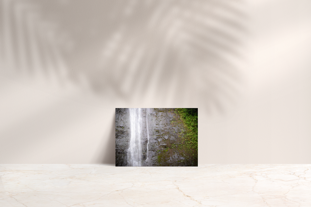 Waterfall, Rock, Moss, Manoa Falls, Oahu, Hawaii, Folded Note Card, Image