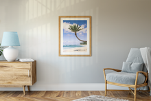 Load image into Gallery viewer, Coconut Palm Tree, Sand, Ocean, Clouds, North Shore, Oahu, Hawaii, Framed Matted Photo Print, Bedroom Interior, Image
