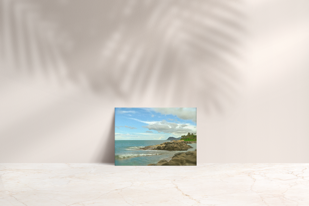 Ocean, Rocky Cove, Clouds, Oahu, Hawaii, Folded Note Card, Image