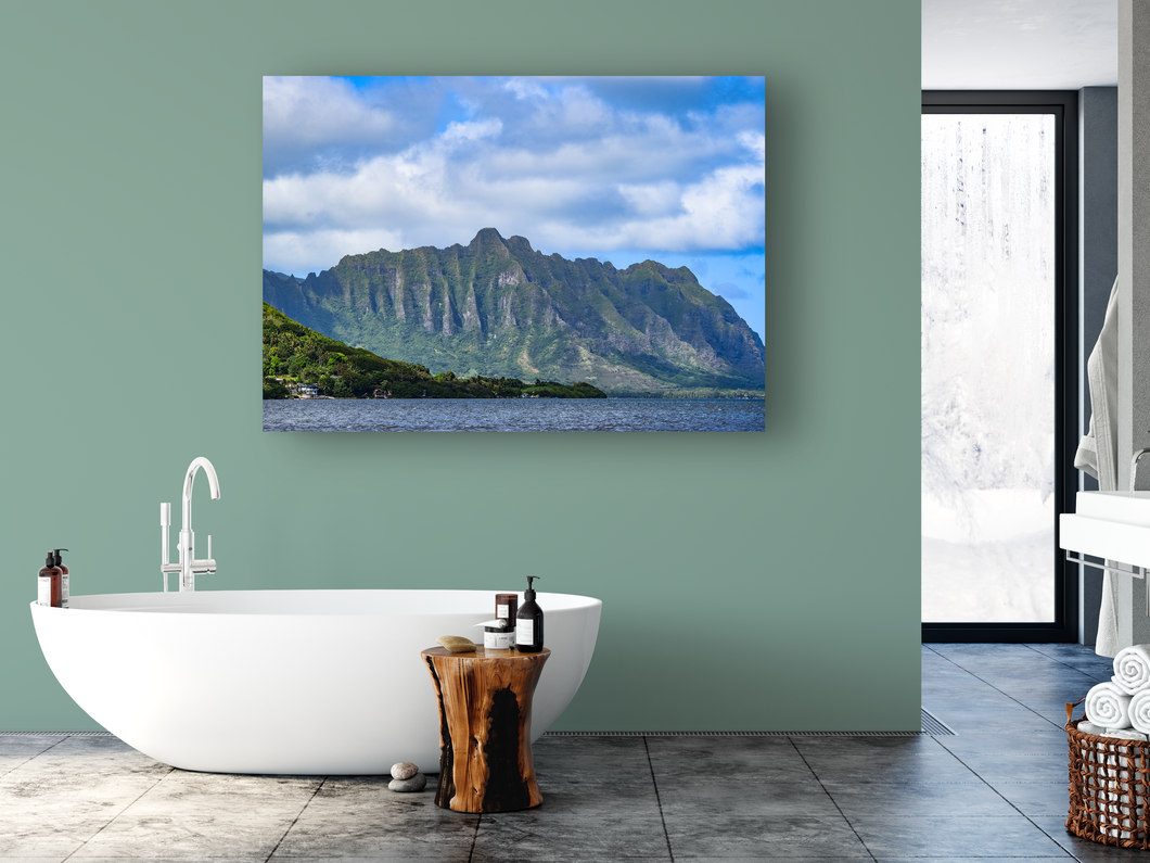 Ko’olau Mountain Range, Ocean, Clouds, Oahu, Hawaii, Interior Bathroom, Metal Art Print, Image