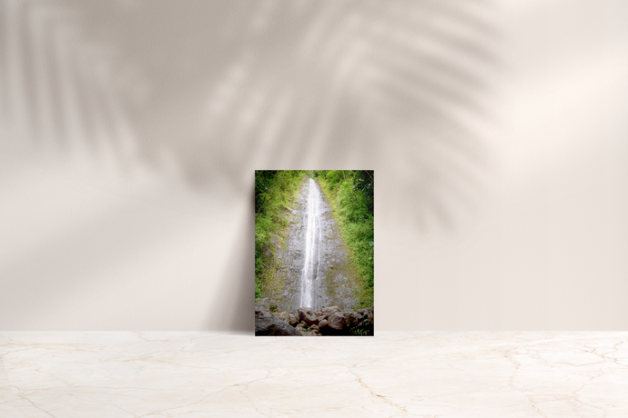 Waterfall, Rocks, Lush Foliage, Manoa Falls Trail, Oahu, Hawaii, Folded Note Card, Image