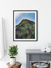 Load image into Gallery viewer, Camouflage green, Mountain, Blue Sky, Ko&#39;olau Mountain Range, Oahu, Hawaii, Framed Matted Photo Print, Bathroom Interior, Image
