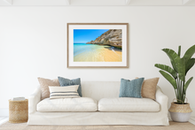 Load image into Gallery viewer, Clear Blue Saltwater, Lava Rock, Cove, Blue Sky, Oahu, Hawaii, Framed Matted Photo Print, Living Room Interior, Image
