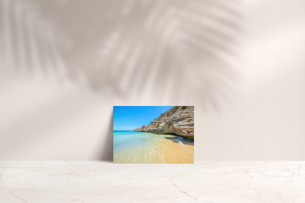 Clear Blue Saltwater, Lava Rock, Cove, Blue Sky, Oahu, Hawaii, Folded Note Card, Image