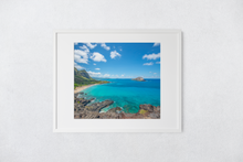 Load image into Gallery viewer, Makapu&#39;u Lookout, Beach, Ko&#39;olau Mountains, Rabbit Island, Blue Ocean, Clouds, Oahu, Hawaii, Matted Photo Print, Image
