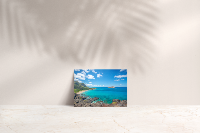 Makapu'u Lookout, Beach, Ko'olau Mountains, Rabbit Island, Blue Ocean, Clouds, Oahu, Hawaii, Folded Note Card, Image