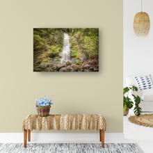 Load image into Gallery viewer, Waterfall, Rocks, Lush Foliage, Lulumahu Falls, Oahu, Hawaii, Metal Art Print, Entry Interior, Image
