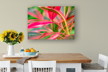 Load image into Gallery viewer, Abstract, Bright Colors, Tropical Plants, Oahu, Hawaii, Metal Art Print, Dining Room Interior, Image
