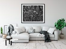 Load image into Gallery viewer, Black and White, Monkeypod Tree, Branches, Leaves, Oahu, Hawaii, Framed Matted Photo Print, Living Room Interior, Image
