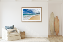 Load image into Gallery viewer, Waimanalo Beach, Ocean, Sand, Blue Sky, Clouds, Oahu, Hawaii, Framed Matted Photo Print, Interior Living Room, Image
